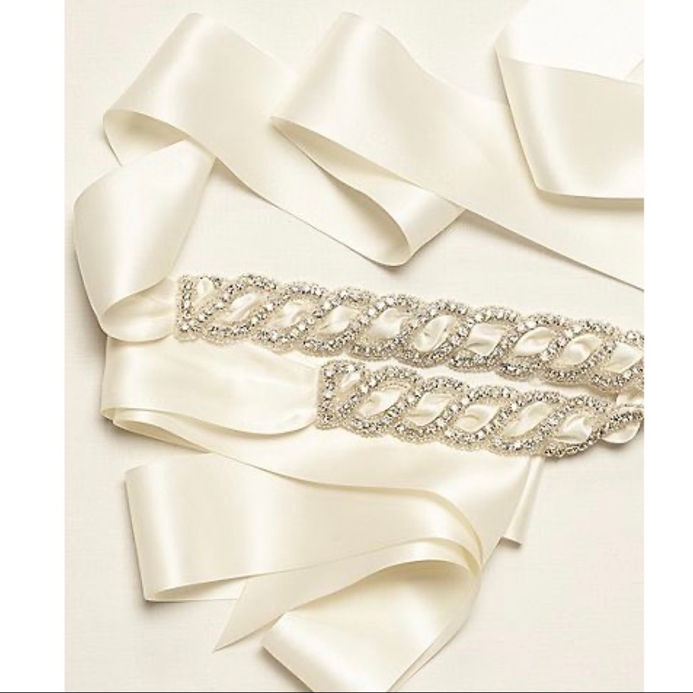 David’s Bridal- Ivory Embellished Woven Satin Sash